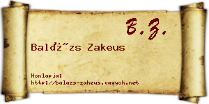 Balázs Zakeus névjegykártya